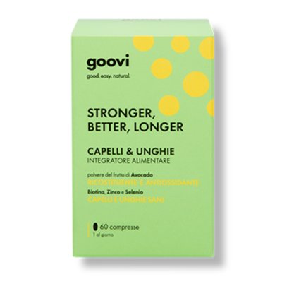 Goovi Capelli e Unghie 60 Compresse Integratore con Avocado Biotina e Zinco - The Good Vibes Company Srl