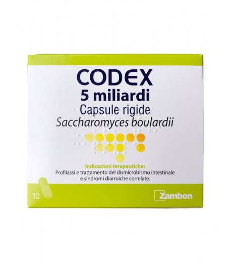 Codex 12 capsule rigide da 250 mg con 5 miliardi di fermanti lattici vivi per diarrea - Biocodex
