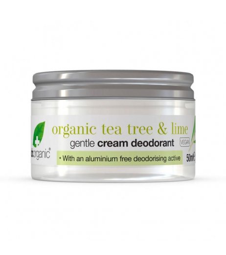 Dr Organic Tea Tree&lime Deodorante Crema Pelli Sensibili Senza Sali D'alluminio 50 Ml