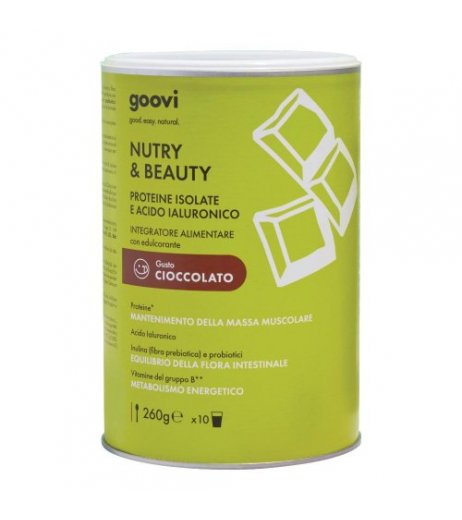 Goovi Nutry & Beauty Proteine Isolate E Acido Ialuronico In Polvere Gusto Cioccolato 260 G