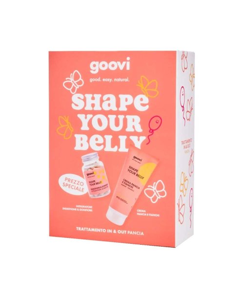 Goovi Box Shape Your Belly Kit Corpo - Integratore digestione & gonfiore 60 capsule + Crema rimodellante pancia e fianchi 240 ml