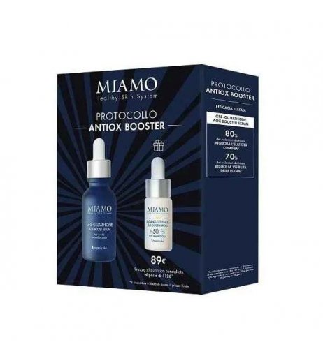 Miamo Protocollo Antiox Booster Cofanetto GF5-Glutathione Aox Boost Serum 30 ml + Aging Defense Sunscreen Drops SPF 50+ 10 ml