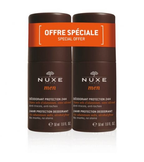 Nuxe Men Deodorante Uomo Protezione 24h Roll-On Duo 2 x 50ml Confezione Doppia