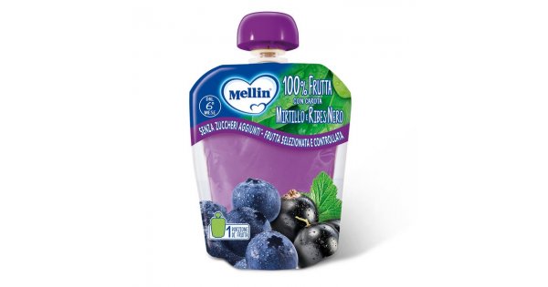 Mellin Merenda Di Frutta 100% Mirtillo E Ribes Nero Pouch 90 G