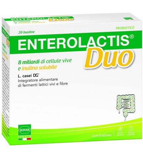 ENTEROLACTIS Duo Integratore alimentare di fermenti lattici vivi e fibre 20 BUSTINE di SOFAR SPA