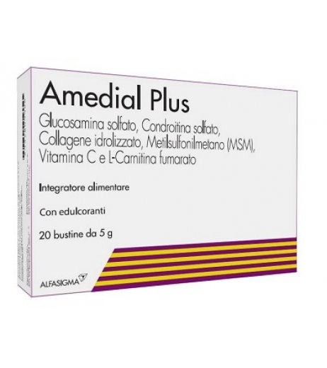 Amedial Plus Integratore per Ossa Cartilagini dolori articolari 20 bustine  Alfasigma