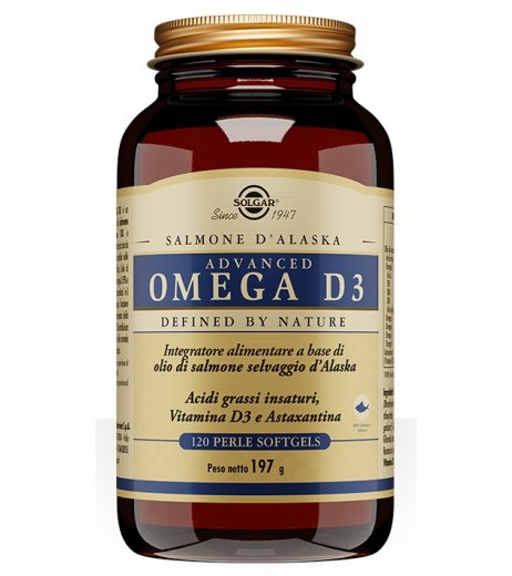 Advanced Omega D3 Solgar integratore per colesterolo 120 perle softgels