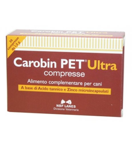 Carobin PET Ultra alimento complementare per cani utile a ripristinare il normale stato fisiologico e funzionale della mucosa intestinale riequilibrando la microflora di N.B.F. LANES SRL