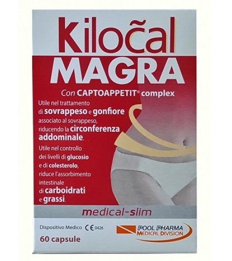 Kilokal magra 60 capsule integratore per perdita peso e gonfiore con Captoappetit Complex - Pool Pharma Srl