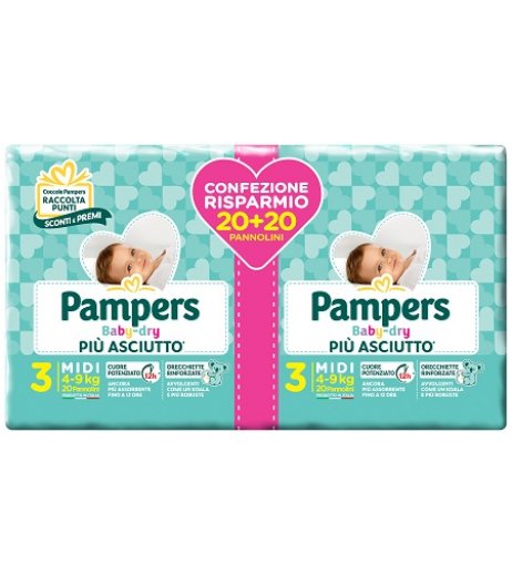 PAMPERS BABY DRYDUO DWCT MIDI 40 PEZZI