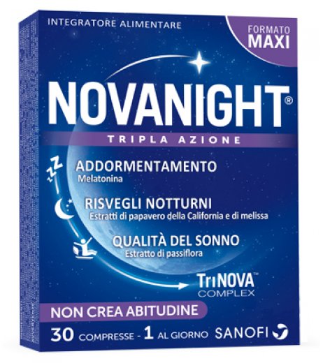Novanight integratore Tripla azione per dormire 30 compresse di Sanofi