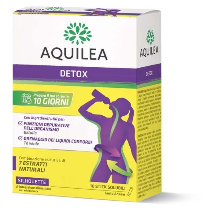 Aquilea Detox 10 stick solubili gusto ananas per depurare l'organismo Aquilea Detox 10 stick solubili gusto ananas per depurare l'organismo