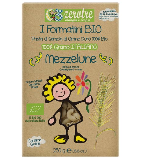 ZEROTRE MEZZELUNE PASTA DI MAIS E RISO BIOLOGICA SENZA GLUTINE SCATOLA 250 G
