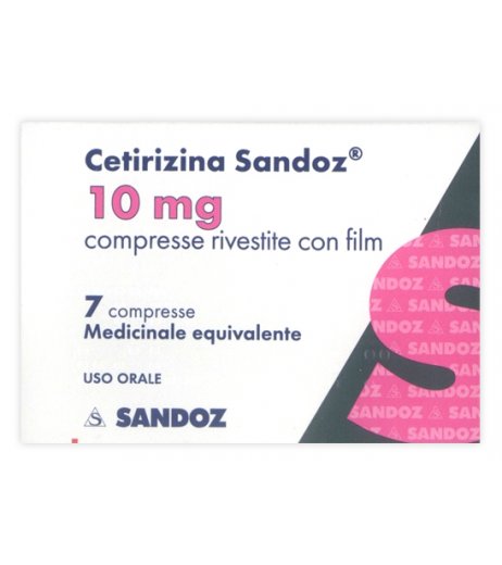 Cetirizina Sandoz: 7 compresse 10 mg antistaminico uso orale equivalente